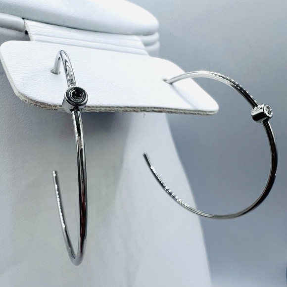 Adornia Diamond Dot Hoop Earrings Silver - 0.05 ctw NWT - Picture 4 of 8